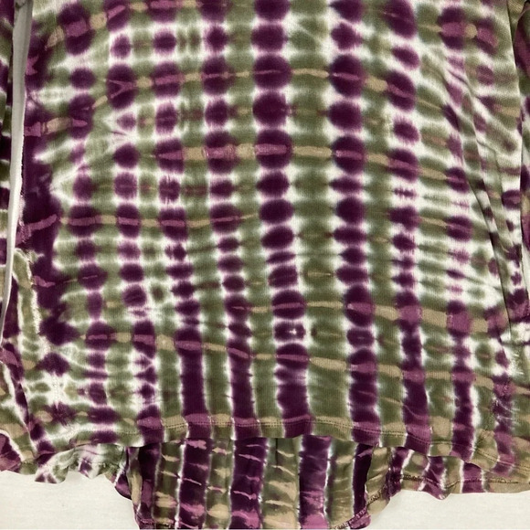XCVI Purple Green Tie Dye Round Neck Stretch Long Sleeve Top Medium - Picture 4 of 10